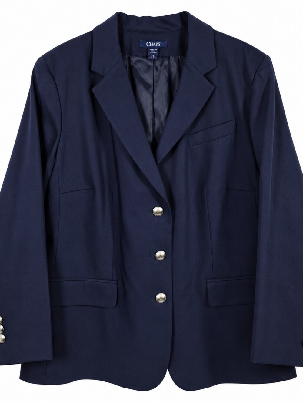 NWT chaps Navy Blue Classic Lined 3 Button Business Blazer. Ladies 24W - Picture 1 of 11